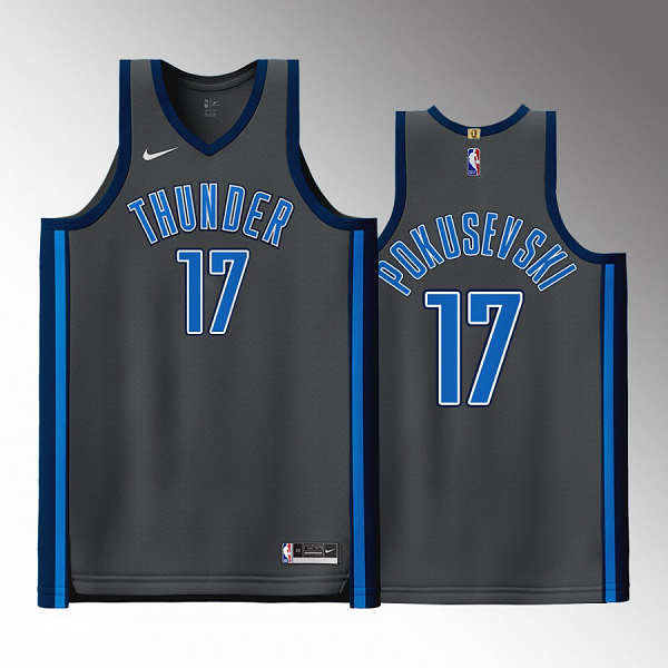 Oklahoma City Thunder Aleksej Pokusevski #17 2022-23 City Edition Black Jersey