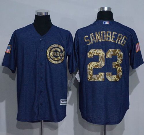 Chicago Cubs #23 Ryne Sandberg Denim Blue Salute to Service Stitched MLB Jersey