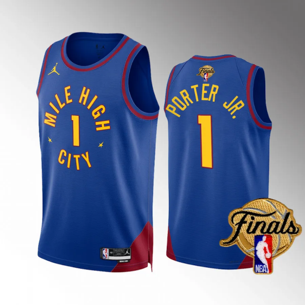 Men's Denver Nuggets 2023 NBA Finals Michael Porter Jr. Blue #1 Statet Edition Jersey