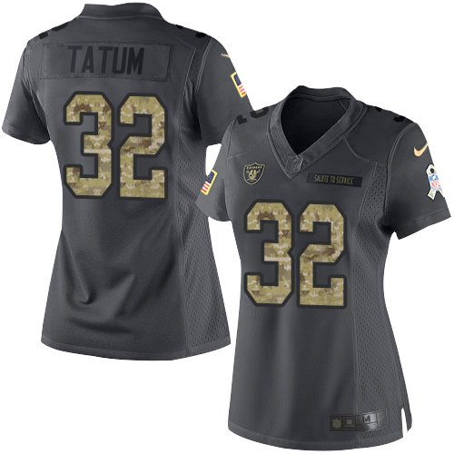 Nike Las Vegas Raiders #32 Jack Tatum Women Limited Black 2016 Salute to Service NFL Jersey