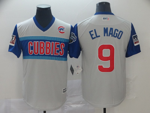 Men's Chicago Cubs #9 Javier Baez El Mago Majestic Gray 2019 MLB Little League Classic Player Stitched MLB Jersey