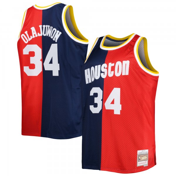 Men's Houston Rockets Mitchell & Ness Navy/Red Big & Tall Hardwood Classics 1993/94 Split Swingman Jersey