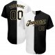 Men's Custom White-Black Vegas Gold Authentic Split Fashion Baseball Jersey