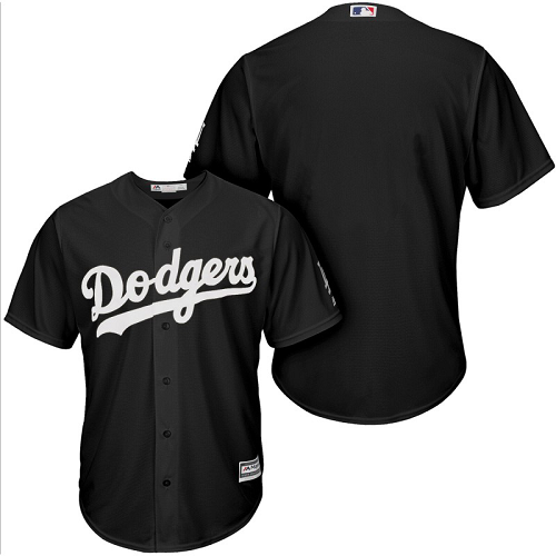 Men's Los Angeles Dodgers Blank Black Cooperstown MLB Throwback Jersey