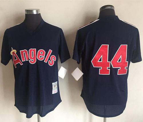 Mitchell And Ness 1984 Los Angeles Angels of Anaheim #44 Reggie Jackson Navy Blue Throwback Stitched MLB Jersey