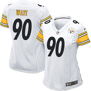 Nike Pittsburgh Steelers #90 T. J. Watt White Women's Stitched NFL Elite Jersey