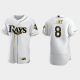 Men's Tampa Bay Rays #8 Brandon Lowe White Golden Edition Flex Base MLB Flex Base MLB Jersey