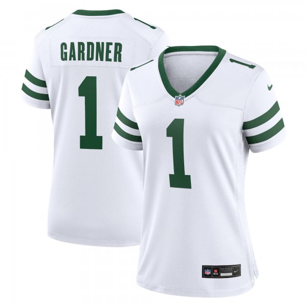 Women's New York Jets #1 Ahmad Sauce Gardner Nike Legacy White Limited Player Jersey