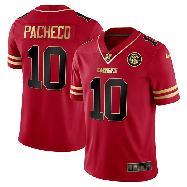 Youth Kansas City Chiefs #10 Isaih Pacheco Vapor Black Red Gold Limited All Stitched Jersey