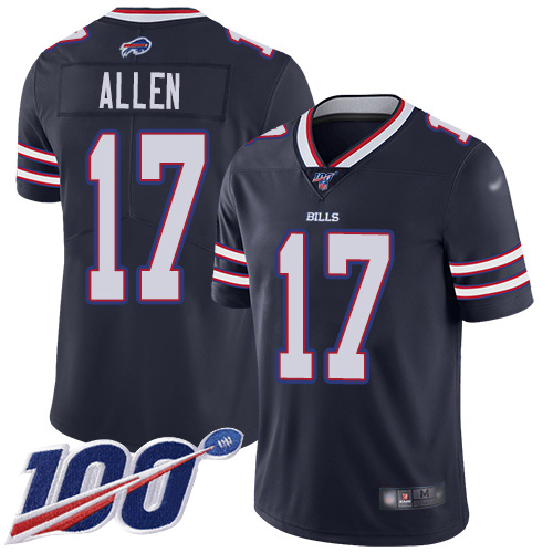 Buffalo Bills #17 Josh Allen Navy Men's Stitched NFL Limited Inverted Legend 100th Season Jersey