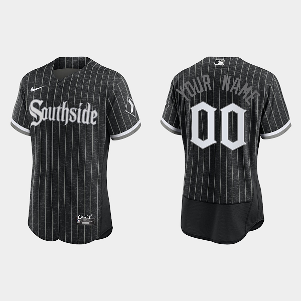 Men's Chicago White Sox Custom Black 2021 MLB City Connect Flex base Jersey