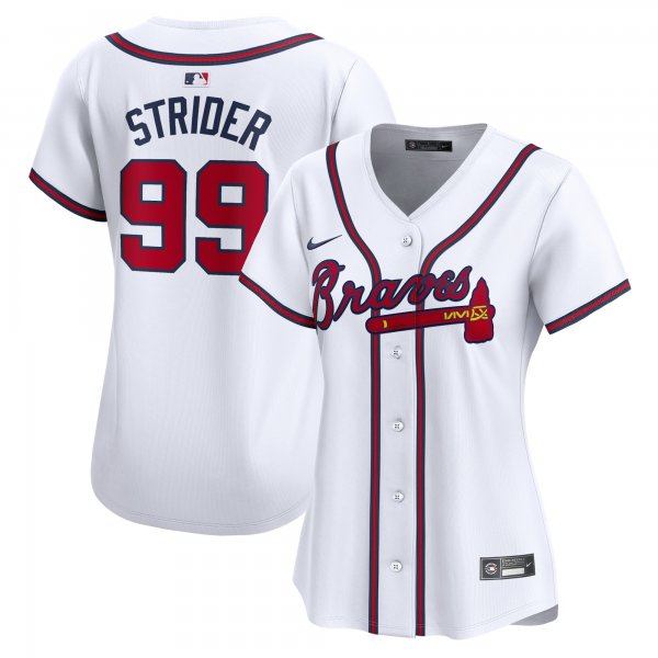 Women's Atlanta Braves #99 Spencer Strider Nike White Home Limited Player Jersey