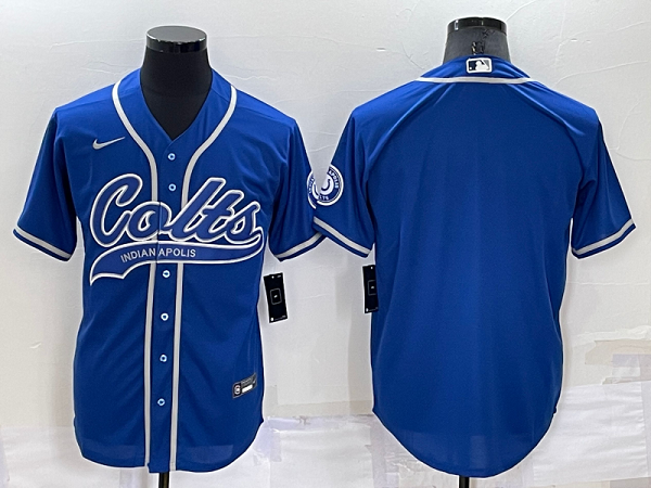 Men's Indianapolis Colts Blank Blue Stitched Baseball Cool Base Jersey