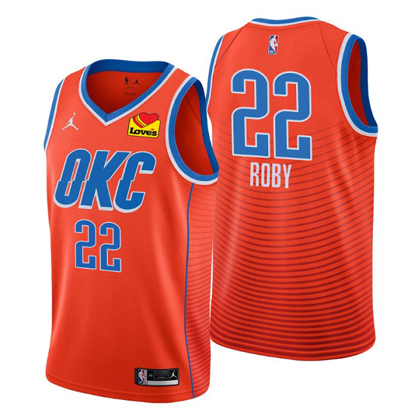 Men's Oklahoma City Thunder #22 Isaiah Roby 2020-21 Orange Statement Edition NBA Jersey