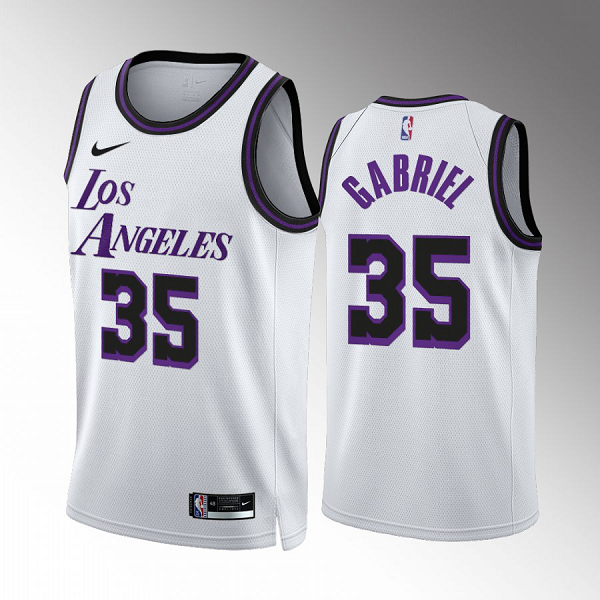 Men's NBA Los Angeles Lakers Wenyen Gabriel 2022-23 City Edition White #35 Jersey