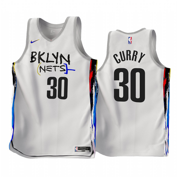 Men's NBA Brooklyn Nets Seth Curry #30 2022-23 White City Edition Jersey