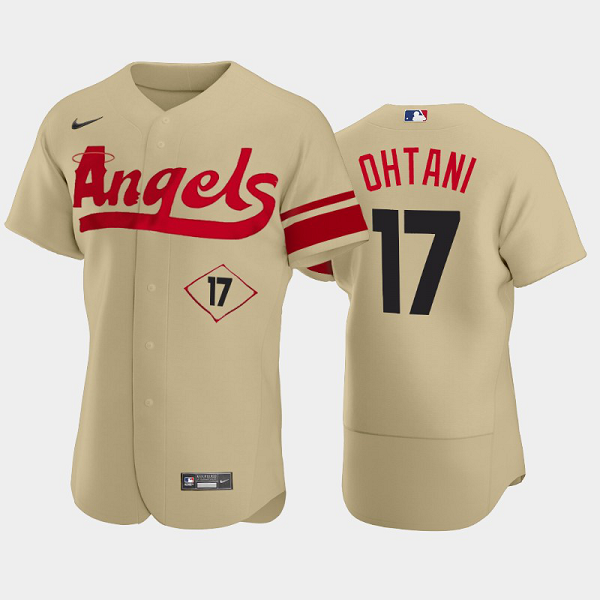 Men's Los Angeles Angels #17 Shohei Ohtani 2022 City Connect Gold MLB Flex Base Jersey