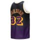 Men's Los Angeles Lakers Magic Johnson Mitchell & Ness Purple/Black 1984/85 Hardwood Classics Fadeaway Swingman Player Jersey