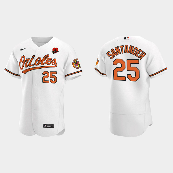 Men's Baltimore Orioles #25 Anthony Santander 2021 Memorial Day White Flex Base MLB Jersey