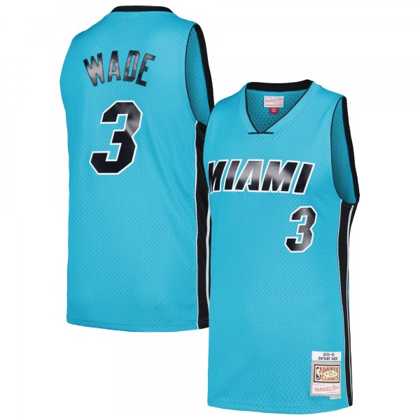 Men's Miami Heat Dwyane Wade Mitchell & Ness Blue Hardwood Classics 2005/06 Tropical Swingman Jersey