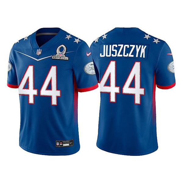 Men's San Francisco 49ers #44 Kyle Juszczyk 2022 Royal Pro Bowl Stitched Jersey