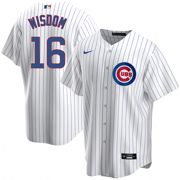 Men's Chicago Cubs #16 Patrick Wisdom Premium Twill White Nike Home Jersey