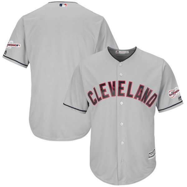 Men's Cleveland Indians Blank Gray Road 2019 All-Star Game Patch Cool Base Team Jersey