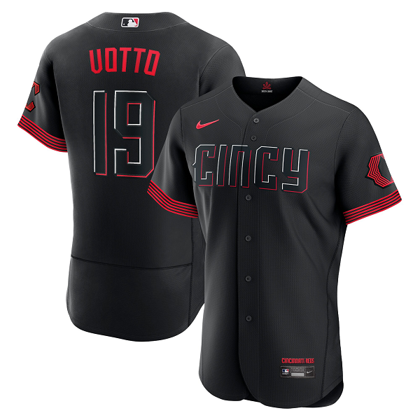 Men's Cincinnati Reds #19 Joey Votto Nike Black 2023 City Connect Flex Base Player Jersey