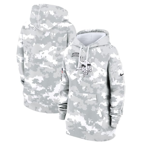 Youth Nike Arctic Camo Minnesota Vikings 2024 Salute To Service Club Fleece Pullover Hoodie