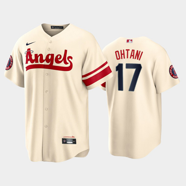 Men's Los Angeles Angels #17 Shohei Ohtani 2022 City Connect Cream Cool Base MLB Jersey