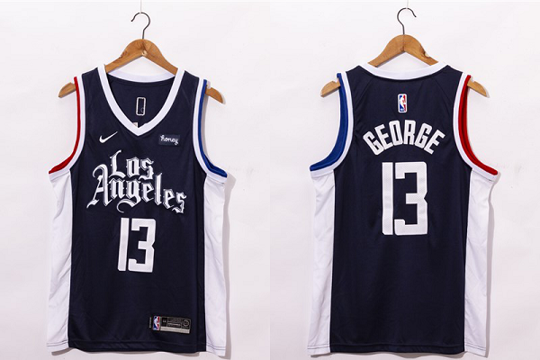 Men's Los Angeles Clippers #13 Paul George NEW Black Nike 2021 Swingman City Edition Jersey With NEW The Sponsor Logo