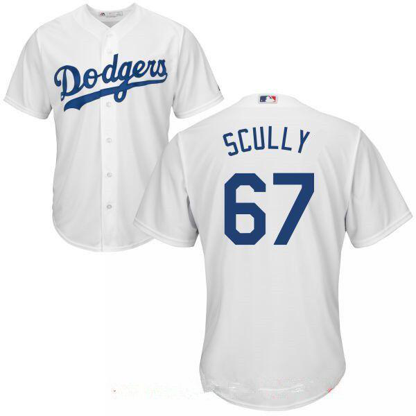 Men's Los Angeles Dodgers #67 Vin Scully White Home Stitched Mlb Majestic Cool Base Sportscaster MLB Jersey