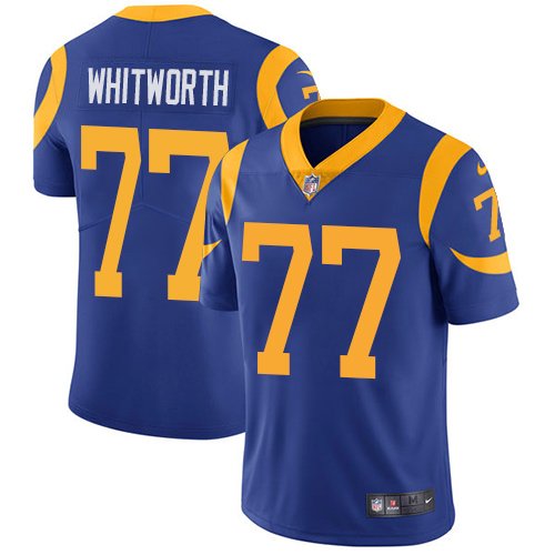 Los Angeles Rams #77 Andrew Whitworth Men's Limited Royal Blue Vapor Untouchable Alternate NFL Nike Jersey