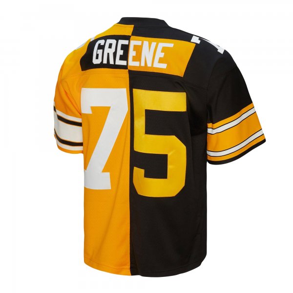 Men's Pittsburgh Steelers Joe Greene Mitchell & Ness Black/Gold 1976 Split Legacy Replica Jersey