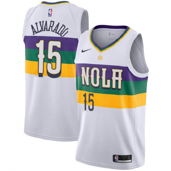 Men's New Orleans Pelicans #15 Jose Alvarado White Swingman City Edition 2018/19 NBA Jersey