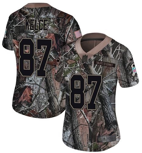 Nike Kansas City Chiefs #87 Travis Kelce Camo Women's Stitched NFL Limited Rush Realtree Jersey