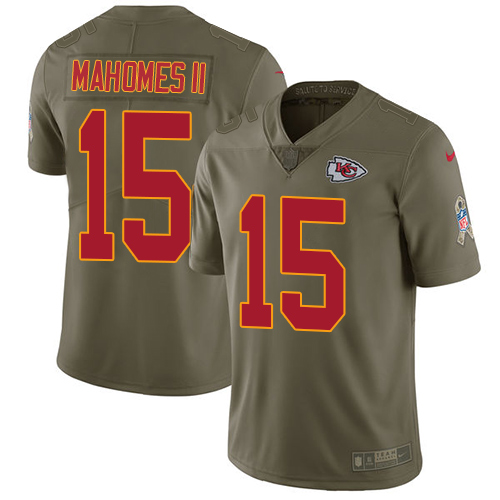 Nike Kansas City Chiefs #15 Patrick Mahomes II Olive Men's Stitched NFL Limited 2017 Salute to Service Jersey