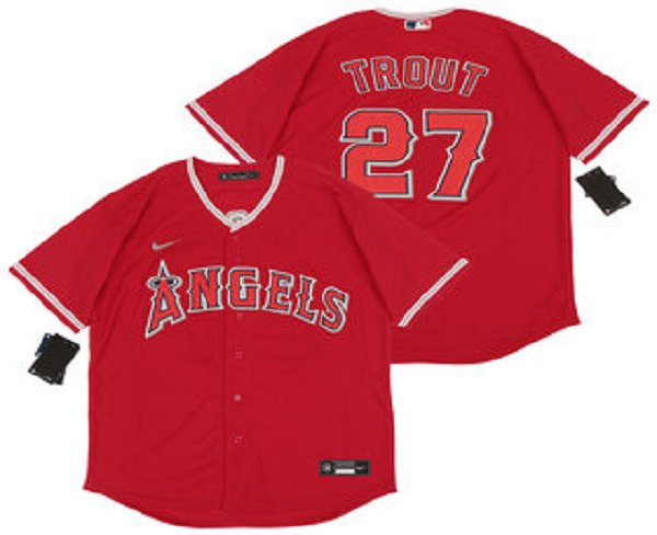 Men's Los Angeles Angels #27 Mike Trout Red Stitched MLB Cool Base Nike Jersey