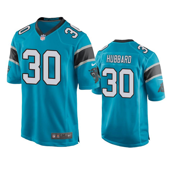 Men's Carolina Panthers #30 Chuba Hubbard Blue Game NFL Jersey