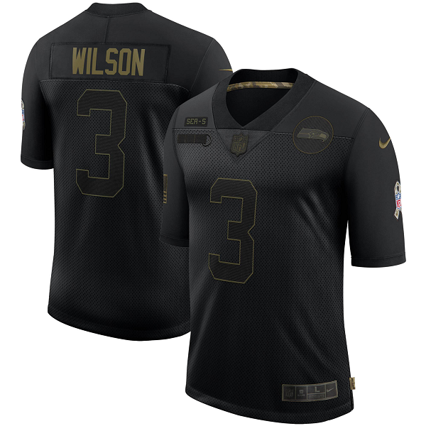 Men's Seattle Seahawks Russell Wilson Nike Black 2020 Salute To Service Limited Jersey