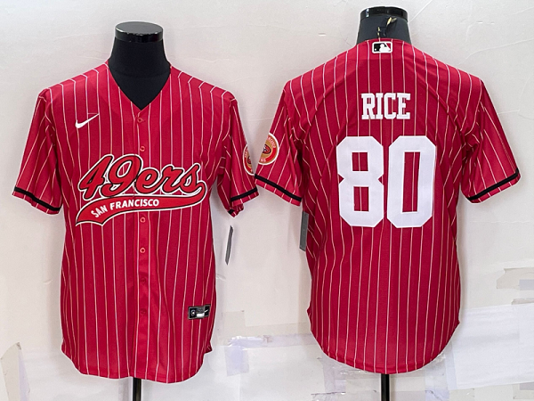 Men's San Francisco 49ers #80 Jerry Rice Red Stitched Baseball Cool Base Jersey