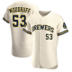 Men's Milwaukee Brewers #53 Brandon Woodruff MLB Cream Flex Base Home Jersey