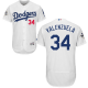 Men's Los Angeles Dodgers #34 Fernando Valenzuela White Flexbase Collection 2017 World Series Bound Stitched MLB Jersey