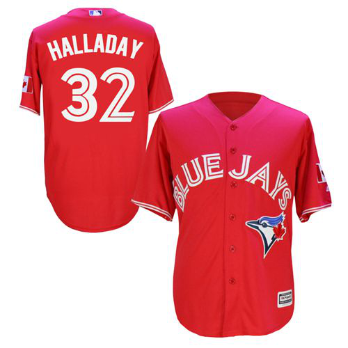 Toronto Blue Jays #32 Roy Halladay Red New Cool Base Canada Day Stitched MLB Jersey