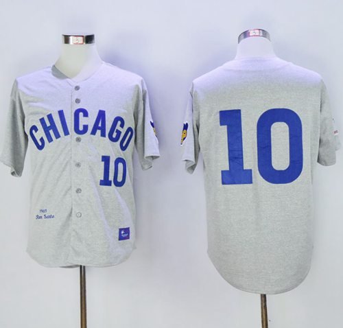 Mitchell And Ness Chicago Cubs #10 Ron Santo Stitched Grey Throwback MLB Jersey