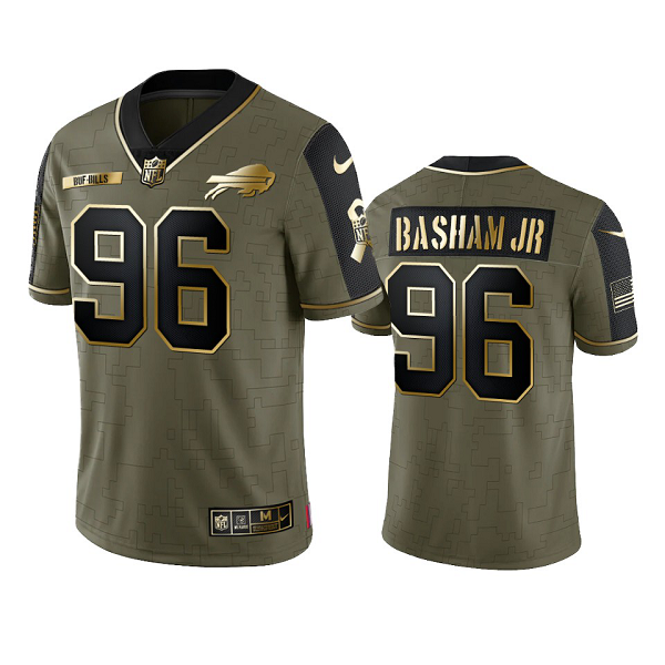 Buffalo Bills Carlos Basham Jr. Olive Gold 2021 Salute To Service Men's Limited NFL Jersey