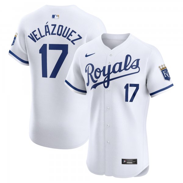 Men's Kansas City Royals Nelson Velazquez Nike White Home Elite Player Jersey