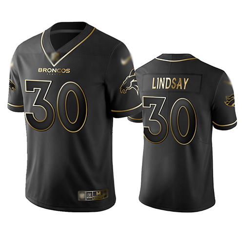 Denver Broncos #30 Phillip Lindsay Black Men's Stitched NFL Limited Golden Edition Jersey