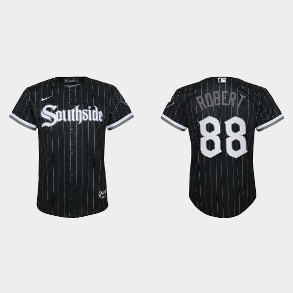 Youth Chicago White Sox #88 Luis Robert Black 2021 MLB City Connect Replica Jersey