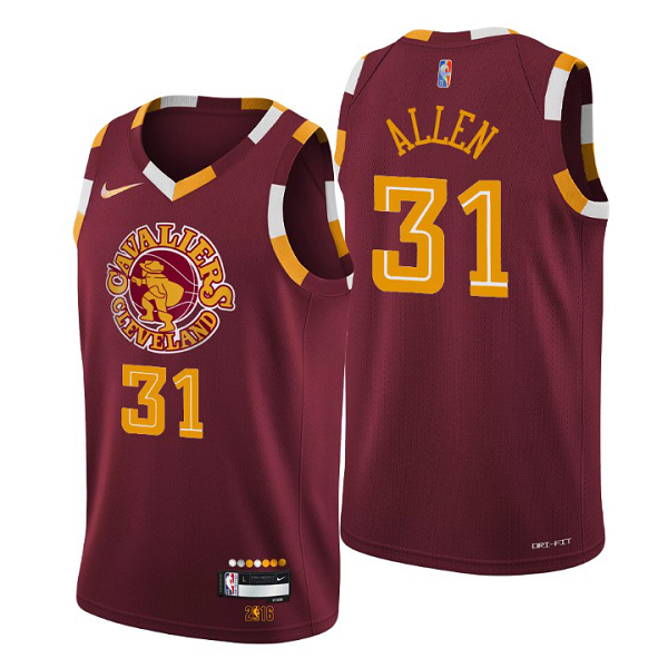 Men's Cleveland Cavaliers #31 Jarrett Allen 2021-22 City 75th Anniversary Wine NBA Jersey